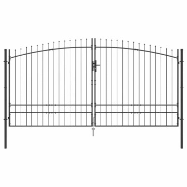 vidaXL Διπλή Πύλη WOERDEN 400 x 249,5 εκ. Ατσάλι Γκρι Κλειδώσιμο