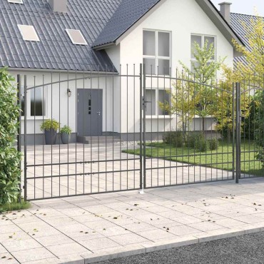 vidaXL Διπλή Πύλη WOERDEN 400 x 249,5 εκ. Ατσάλι Γκρι Κλειδώσιμο