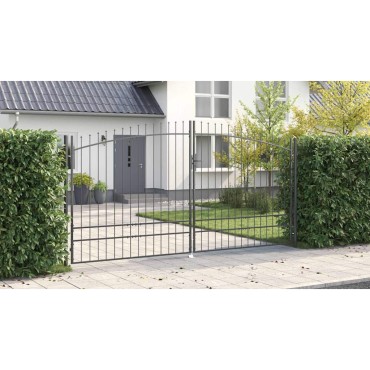 vidaXL Διπλή Πύλη WOERDEN 400 x 249,5 εκ. Ατσάλι Γκρι Κλειδώσιμο