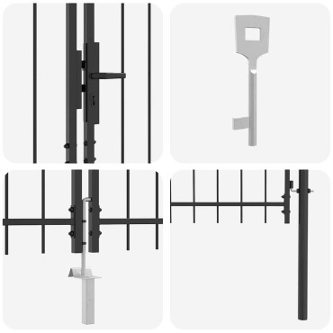 vidaXL Διπλή Πύλη WOERDEN 400 x 249,5 εκ. Ατσάλι Γκρι Κλειδώσιμο