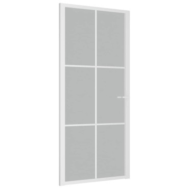 vidaXL Εσωτερική Πόρτα 93x201,5 εκ. Λευκό Ματ Γυαλί και Αλουμίνιο