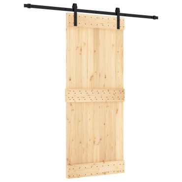 vidaXL Συρόμενη Πόρτα Φυσικό και Μαύρο 85 x 210 cm