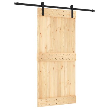 vidaXL Συρόμενη Πόρτα Φυσικό και Μαύρο 95 x 210 cm