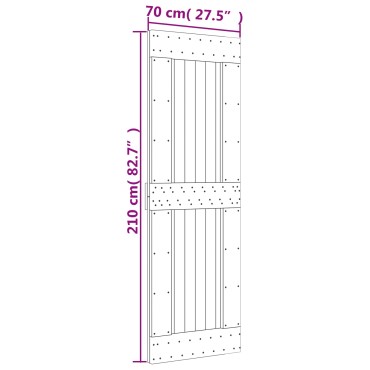 vidaXL Συρόμενη Πόρτα 70 x 210 cm Συμπαγές Ξύλο Πεύκου (Ακατέργαστο)