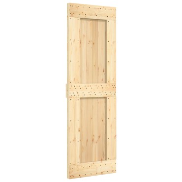 vidaXL Συρόμενη Πόρτα 70 x 210 cm Συμπαγές Ξύλο Πεύκου (Ακατέργαστο)