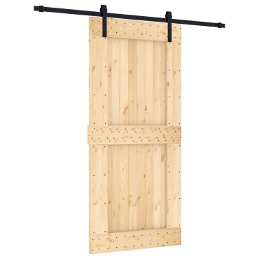vidaXL Συρόμενη Πόρτα Φυσικό και Μαύρο 95 x 210 cm