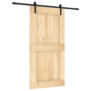 vidaXL Συρόμενη Πόρτα Φυσικό και Μαύρο 100 x 210 cm