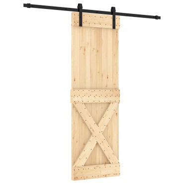 vidaXL Συρόμενη Πόρτα Φυσικό και Μαύρο 70 x 210 cm