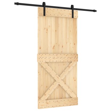 vidaXL Συρόμενη Πόρτα Φυσικό και Μαύρο 95 x 210 cm