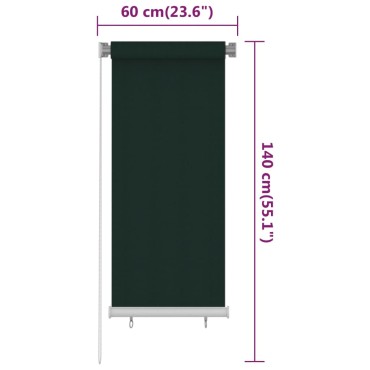 vidaXL Στόρι Σκίασης Ρόλερ Εξωτερικού Χώρου 65(Π) x 140(Υ) εκ. Σκ. Πράσινο HDPE