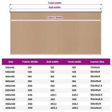 vidaXL Στόρι Σκίασης Ρόλερ Εξωτερικού Χώρου 355(Π) x 140(Υ) εκ. Μπεζ