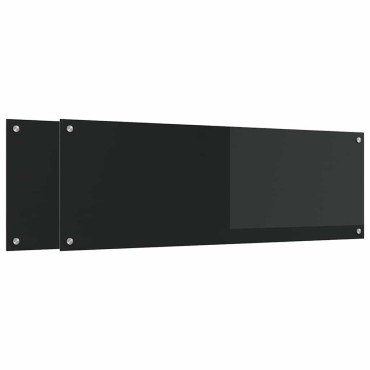 vidaXL Πλάτη κουζίνας 2 τμχ. Μαύρο 120 x 40 cm σκληρυμένο γυαλί