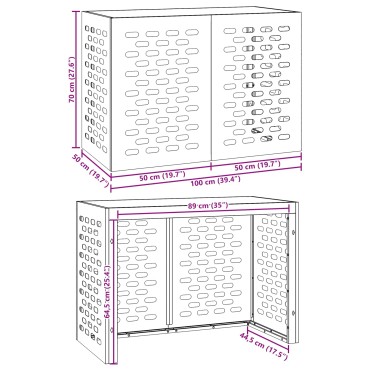 vidaXL Κάλυμμα κλιματιστικού Ασημί 100 x 50 x 70 cm Ανοξείδωτο Ατσάλι