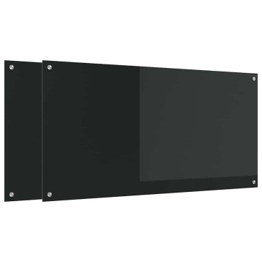 vidaXL Πλάτη κουζίνας 2 τμχ. Μαύρο 120 x 60 cm σκληρυμένο γυαλί