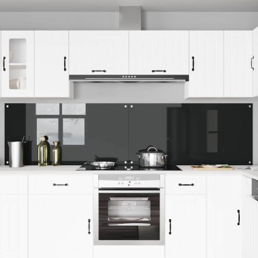 vidaXL Πλάτη κουζίνας 2 τμχ. Μαύρο 120 x 60 cm σκληρυμένο γυαλί