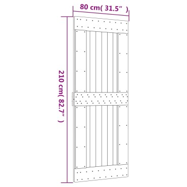 vidaXL Συρόμενη Πόρτα Φυσικό και Λευκό 80 x 210 cm