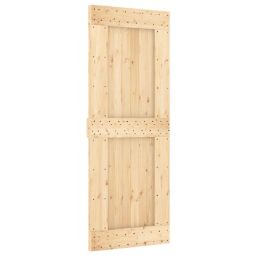 vidaXL Συρόμενη Πόρτα 80 x 210 cm Συμπαγές Ξύλο Πεύκου (Ακατέργαστο)