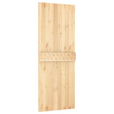 vidaXL Συρόμενη Πόρτα 80 x 210 cm Συμπαγές Ξύλο Πεύκου (Ακατέργαστο)