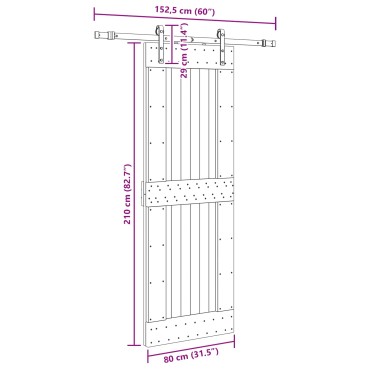 vidaXL Συρόμενη Πόρτα NARVIK Φυσικό και Μαύρο 80 x 210 εκ (152,5 εκ)