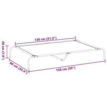 vidaXL Ανυψωμένο κρεβάτι σκύλου μαύρο 150x90x20 cm ύφασμα Οξφόρδης