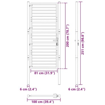 vidaXL Πόρτα Κήπου με Κλείδωμα Μαύρη 100x200 εκ. από Αλουμίνιο