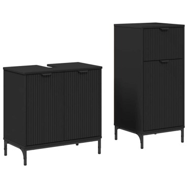 vidaXL Σετ Επίπλων Μπάνιου 2 τεμ. Μαύρο 39,5x36x88 εκ