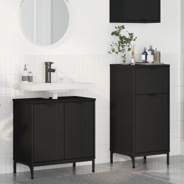 vidaXL Σετ Επίπλων Μπάνιου 2 τεμ. Μαύρο 39,5x36x88 εκ