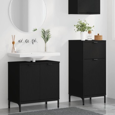 vidaXL Σετ Επίπλων Μπάνιου 2 τεμ. Μαύρο 39,5x36x88 εκ