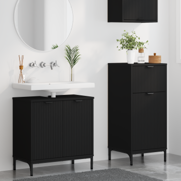 vidaXL Σετ Επίπλων Μπάνιου 2 τεμ. Μαύρο 39,5x36x88 εκ