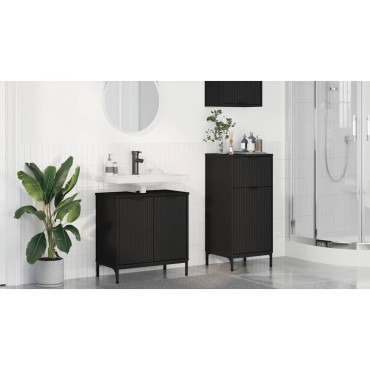 vidaXL Σετ Επίπλων Μπάνιου 2 τεμ. Μαύρο 39,5x36x88 εκ