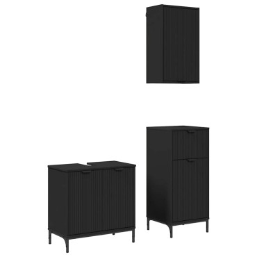 vidaXL Σετ Επίπλων Μπάνιου 3 τεμ. Μαύρο 39,5x36x88 εκ