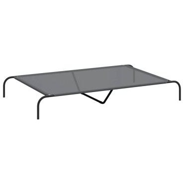 vidaXL Ανυψωμένο κρεβάτι σκύλου γκρι 150x90x20 cm Textilene και χάλυβα