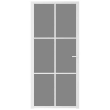 vidaXL Εσωτερική Πόρτα 93x201,5 εκ. Λευκό ESG Γυαλί και Αλουμίνιο