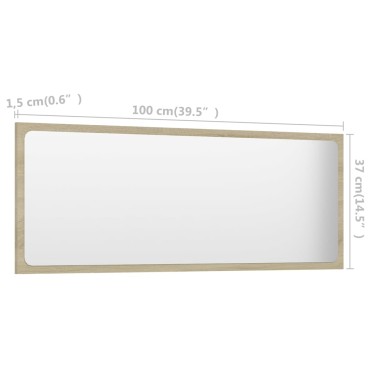 vidaXL Καθρέφτης Μπάνιου Sonoma Δρυς 100x1,5x37cm Μοριοσανίδα 1 τεμ.