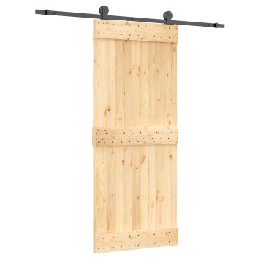vidaXL Συρόμενη Πόρτα Φυσικό και Μαύρο 85 x 210 cm