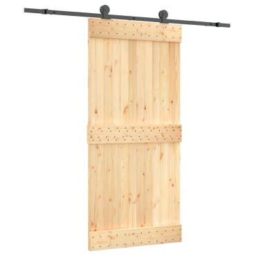 vidaXL Συρόμενη Πόρτα Φυσικό και Μαύρο 95 x 210 cm