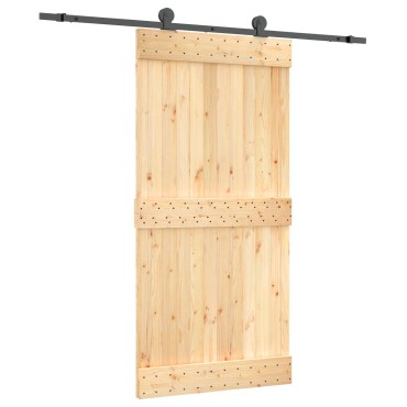 vidaXL Συρόμενη Πόρτα Φυσικό και Μαύρο 100 x 210 cm
