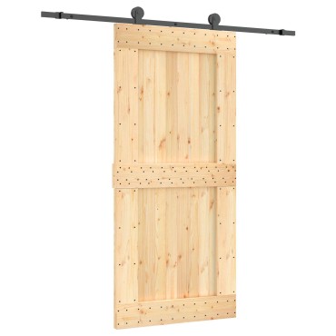vidaXL Συρόμενη Πόρτα Φυσικό και Μαύρο 95 x 210 cm