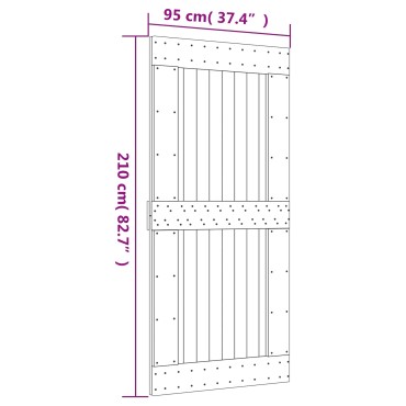 vidaXL Συρόμενη Πόρτα 95 x 210 cm Συμπαγές Ξύλο Πεύκου (Ακατέργαστο)