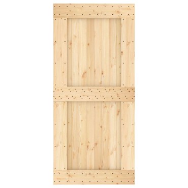 vidaXL Συρόμενη Πόρτα 95 x 210 cm Συμπαγές Ξύλο Πεύκου (Ακατέργαστο)