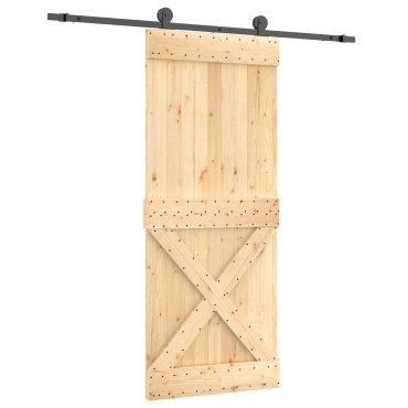 vidaXL Συρόμενη Πόρτα Φυσικό και Μαύρο 85 x 210 cm