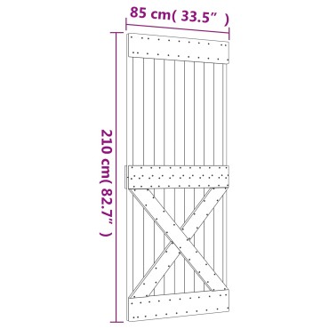 vidaXL Συρόμενη Πόρτα Φυσικό και Μαύρο 85 x 210 cm