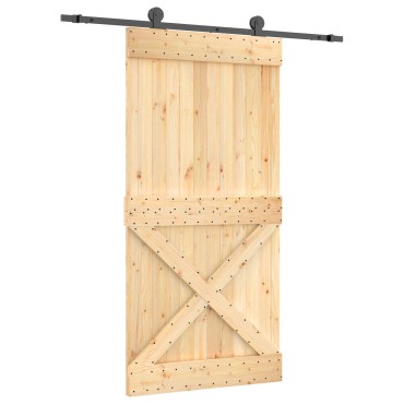 vidaXL Συρόμενη Πόρτα Φυσικό και Μαύρο 100 x 210 cm
