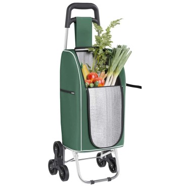 vidaXL Καρότσι Αγορών Πράσινο 39,5 x 33 x 93 εκ Ύφασμα Oxford