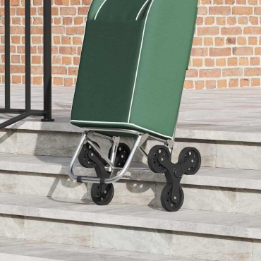 vidaXL Καρότσι Αγορών Πράσινο 39,5 x 33 x 93 εκ Ύφασμα Oxford