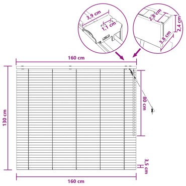 vidaXL Βενετσιάνικη Σκίαση Όψη Δρύς 160 x 130 εκ 35 mm