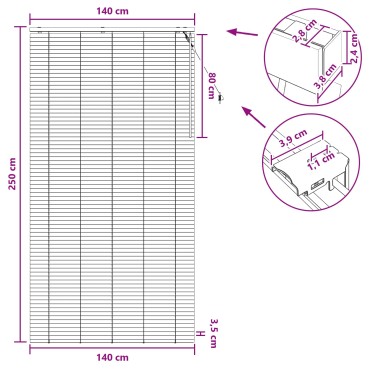 vidaXL Βενετσιάνικη Σκίαση Όψη Δρύς 140 x 250 cm 35 mm