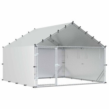 vidaXL Κοτέτσι με Οροφή Ασημί 200 x 200 x 150 cm Γαλβανισμένος Χάλυβας