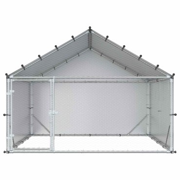 vidaXL Κοτέτσι με Οροφή Ασημί 200 x 200 x 150 cm Γαλβανισμένος Χάλυβας
