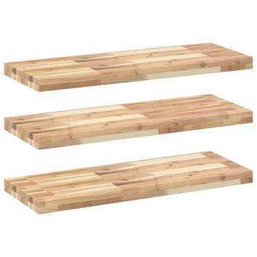 vidaXL Ράφια Πλωτά 3 τεμ. 80x30x4cm από Μασίφ Ξύλο Ακακίας χωρίς Επεξεργασία